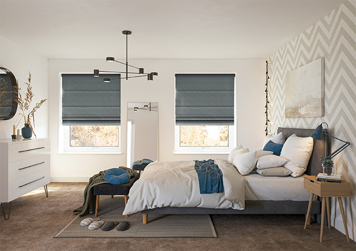 Classic Herringbone (Blackout), Grey - Twist&Fit Roman Blind - Image 8